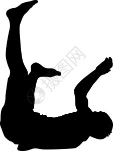 在白色背景上的黑色剪影霹雳舞者平衡青少年男性行动舞蹈家飞跃杂技霹雳舞插图活动图片
