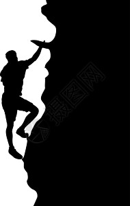 男人剪影白色背景上的黑色剪影攀岩者远足危险男人成人绳索运动插图活动风险首脑插画