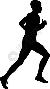 白色背景上的黑色剪影赛跑者冲刺男子行动优胜者身体街道成人男性短跑赛跑者冠军团体图片