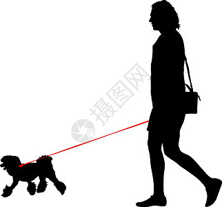 人和狗的剪影 它制作图案矢量猎犬黑色插图收藏爪子成人女士宠物动物猎人图片