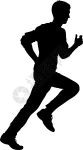 白色背景上的黑色剪影赛跑者冲刺男子成人运动竞技冠军男人优胜者游戏街道运动员插图图片