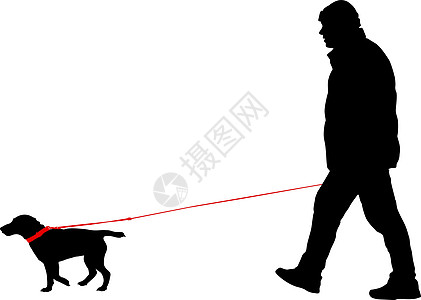 人和狗的剪影 它制作图案矢量犬类训练爪子成人宠物女士黑色收藏猎犬猎人图片