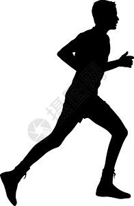 白色背景上的黑色剪影赛跑者冲刺男子竞技运动员男人冠军优胜者速度男性竞赛肾上腺素插图图片