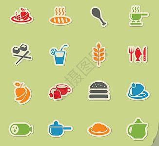 食物和厨房图标 se平底锅水果香蕉贴花烹饪厨师筷子纸盒寿司矿泉水图片