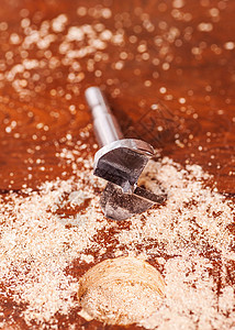 福斯特纳的切刀点钻孔力量工作木头维修构造爱好刨花灰尘工具图片