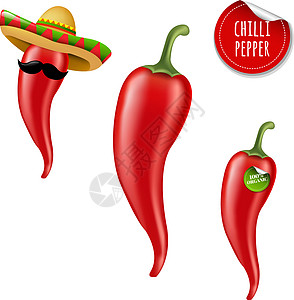 热辣椒辣椒大赛帽子工作室植物蔬菜香料插图绿色胡椒白色素食者图片
