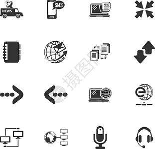 通信图标 se办公室收音机耳机电视报纸配置网络地球天线技术图片