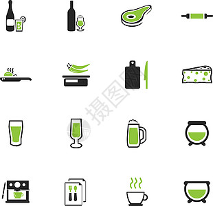 食物和厨房图标 se制作者混合器擀面杖咖啡平底锅微波酒杯技术图标集扇子图片