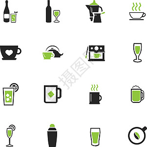 用于准备饮料图标的器具茶壶搅拌机美食家具调酒器杯子啤酒菜单烹饪工具图片
