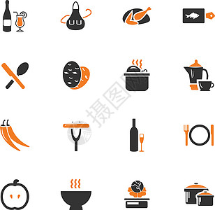 食物和厨房图标 se食品盘子羊角围裙厨师茶壶餐厅咖啡面包果汁图片