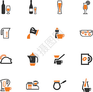 用于准备饮料图标的器具用具家具杯子茶壶码头盘子菜单房子咖啡啤酒图片
