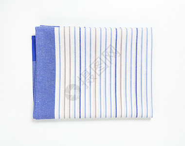 带条纹的洗碗毛巾厨房折叠厨房巾织物蓝色茶巾纺织品用品擦干棉布背景图片