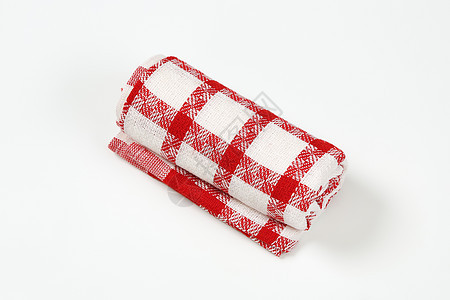 红色和白色毛巾餐巾厨房巾用品棉布折叠厨房餐巾纸擦干检查纺织品图片