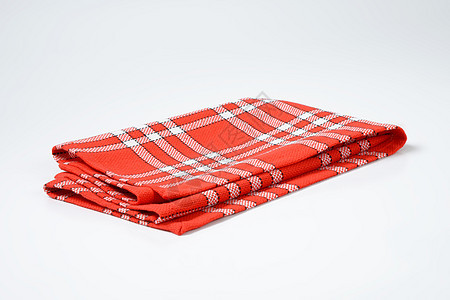 检查了红餐巾和白餐巾纸织物纺织品红色折叠棉布桌布白色图片
