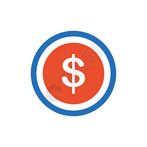 Coin Flat 图标和Logo 蓝色 橙色会计令牌金融商业赌注积累捐款银行业库存兴趣图片