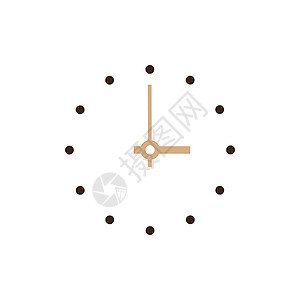 时钟平面图标和徽标棕色科洛图片