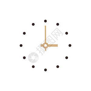 时钟平面图标和徽标棕色科洛图片