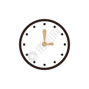 矢量时钟平面图标和徽标棕色科洛图片