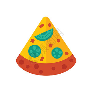 切片披萨图标黄色和绿色图片