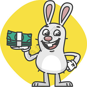 兔子笑着拿着现金图片