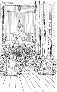 佛教僧侣在泰国清迈的寺庙祈祷上帝祷告哲学精神绘画蜡烛橙子冥想遗产衣服图片