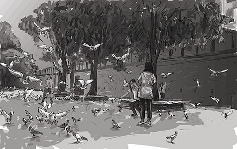 泰国清迈素描城市景观秀门塔佩安自由旅行插图艺术草图绘画文化鸟类市中心公共场所图片