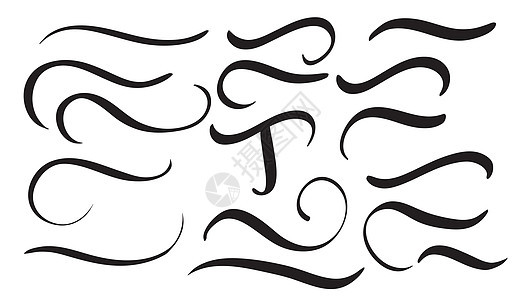 设计字母用一套艺术书法的古代装饰性胡椒 矢量插图 EPS10图片