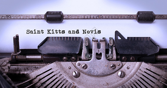 旧打字机     圣基茨和尼维斯技术金属记者机器笔记备忘录打印刻字调子国家图片