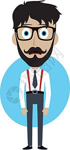 商务人士办公室人有趣的卡通人物员工工人艺术男人微笑背带插图惊喜管理人员极客图片