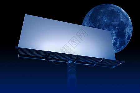 夜间公告牌指示牌过夜广告空白黑暗海报机构月亮商业天空图片