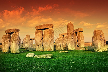 巨石柱历史石头英语王国草地考古学岩石日落纪念碑宗教图片