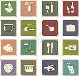 食物和厨房图标 se玻璃钢包蔬菜冰镇木板饮料平底锅勺子图片
