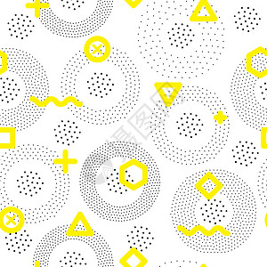 几何无缝模式三角形装饰品网络运动穿孔气泡载体黄色正方形纹理图片