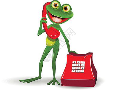 带红色电话的青蛙图片
