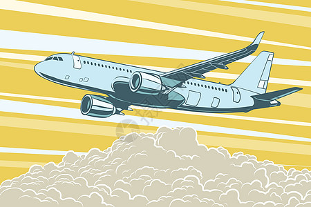 空中运输 客机飞越云层上空的客机图片