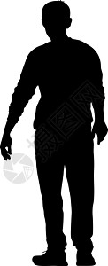 白色背景上的黑色剪影男子站立人商务男人衬衫冒充人士公司插图男生身体艺术图片