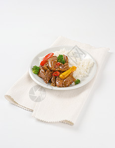 肉和蔬菜 用大米煎炒酱油美食胡椒牛肉猪肉食物盘子图片