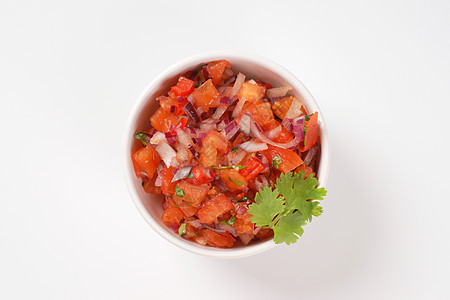 新鲜的墨西哥莎莎酱洋葱辣椒蔬菜高架沙拉食物图片