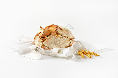 新鲜工匠面包食物圆形谷穗硬皮大麦耳朵小麦图片