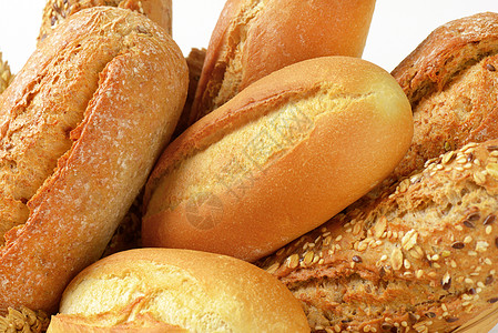 面包卷和小圆面包食物播种馒头食品杂粮脆皮图片