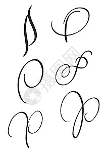 具有大量古老装饰性胡椒的艺术书法字母 P 矢量插图 EPS10图片