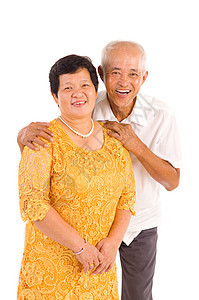 亚洲老年夫妇喜悦情人女士妻子夫妻女性亲热头发女朋友男人图片