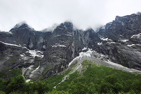 挪威的长城岩石天空悬崖山脉蔬菜冰川巨魔图片