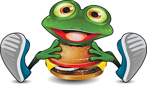 青蛙吃芝士汉堡图片