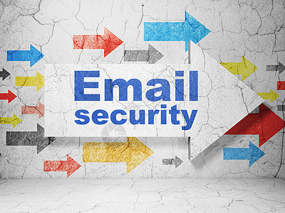 安全概念 在墙壁背景上用EmailSafe的箭图片