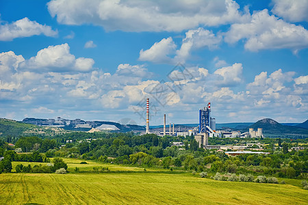 保加利亚的水泥厂工作工厂工业生产场地生态单位植物建筑草原图片