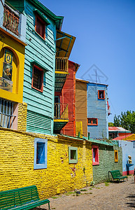 布宜诺斯艾利斯Caminito的多彩房屋观光楼梯拉丁文化房子瓦楞地标邻里窗户历史性图片