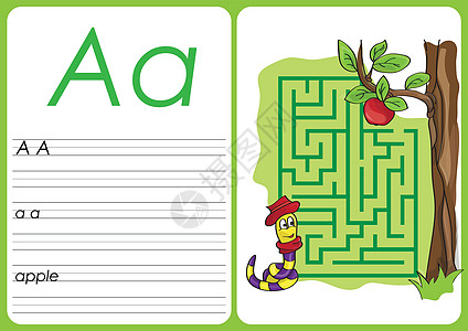字母 AZ - 拼图工作表 - a - 苹果图片