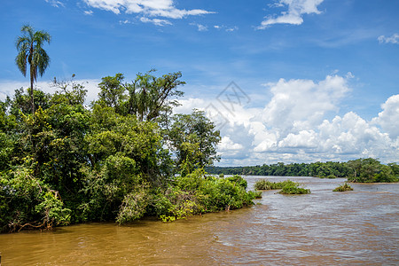 iguazu瀑布上的Parana河丛林拉丁公园世界地标全景旅行热带国家蓝色图片