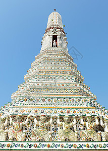 泰国曼谷Wat Arun的古斯塔帕吸引力艺术历史天空地标城市游客建筑佛塔信仰图片
